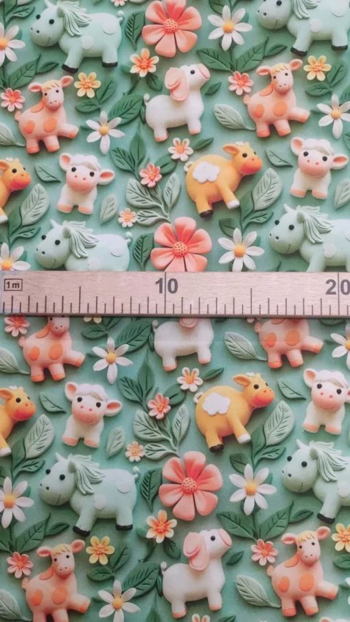 Tecido 100% Algodão | Estampa 3D | Infantil | Animais da Quinta - Imagen 3