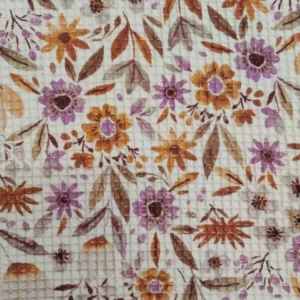 Tecido 100% Algodão | Piquet Waffle | Estampado Digital Poppy | Floral