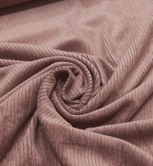 Tissu 100% Polyester | Bombazine | Rayure large | Vieux rose