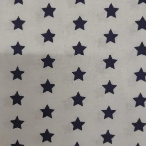 Tecido 100% Algodão | Básico | Branco | Estrela Azul Escuro