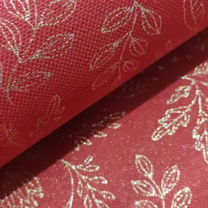 Tecido Loneta  | Natal | Lurex Dourado | Folha de Azevinho