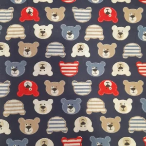 Tecido 100% Algodão | Estampado Infantil | Urso (Azul)