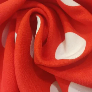 Tecido 100% Poliéster | Carnaval |  Vermelho com Bola Branca (Grande)