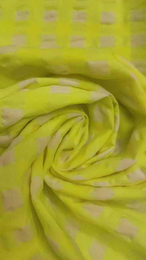 Tecido Algodão/Poliéster | Estampado | Xadrez Vichy 12MM | Amarelo Fluorescente - Imagen 5