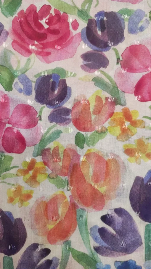 Tecido Confeção | Vestuário | Plumeti de Viscose | Estampado | Floral