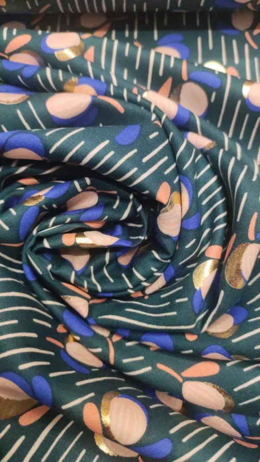 Tecido Confeção | Vestuário | Viscose | Digital | Floral Lurex Dourado - Image 3