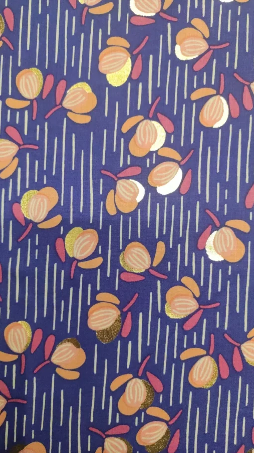 Tecido Confeção | Vestuário | Viscose | Digital | Floral Lurex Dourado