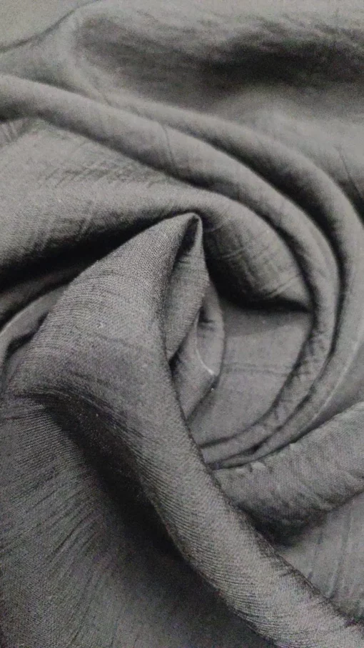 Tecido Viscose | Crinkle (Enrugado) | Liso | Preto (001)