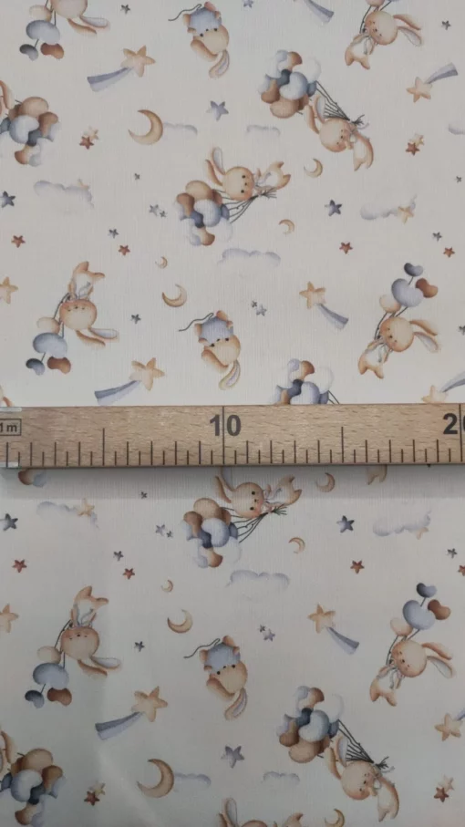 Fustão/Pique 100% Algodão | Estampado Infantil | Coelhinho (Azul) - Image 3