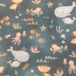 Tecido 100% Algodão | Poppy | Estampado Infantil | Baleias