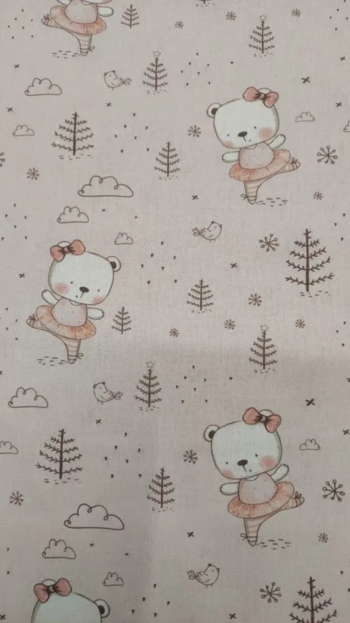 Tecido 100% Algodão | Estampado Infantil | Ursinha Bailarina
