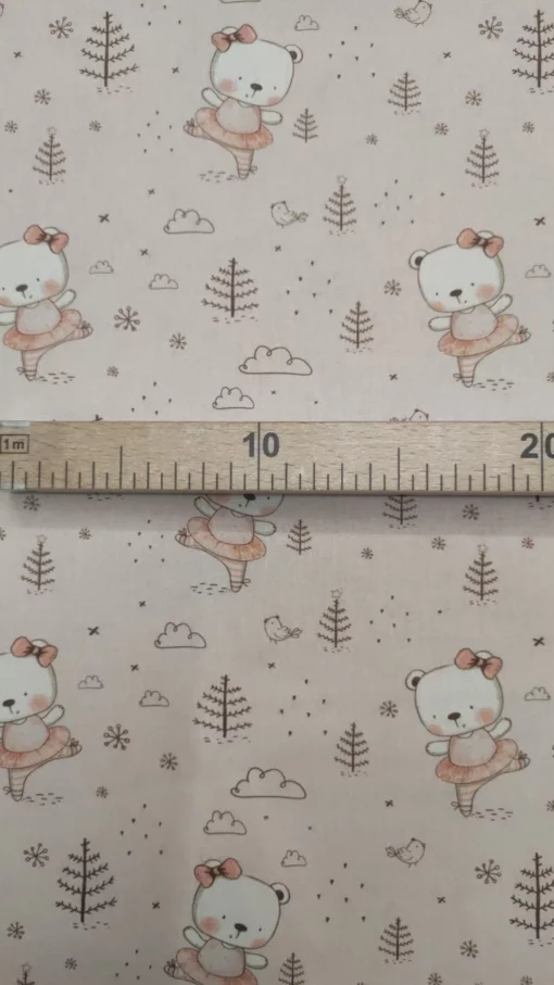 Tecido 100% Algodão | Estampado Infantil | Ursinha Bailarina - Imagen 2