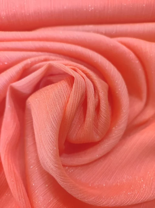 Tecido Confeção | Vestuário | Chiffon com Brilhantes | Coral