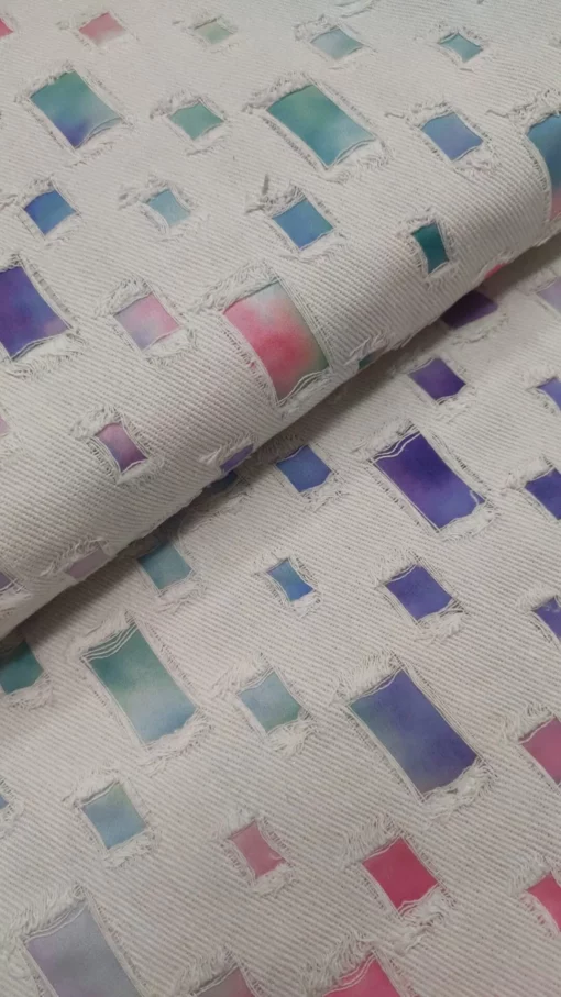 Tecido Confeção | Vestuário | Ganga Rasgada | Forro Tie-Dye