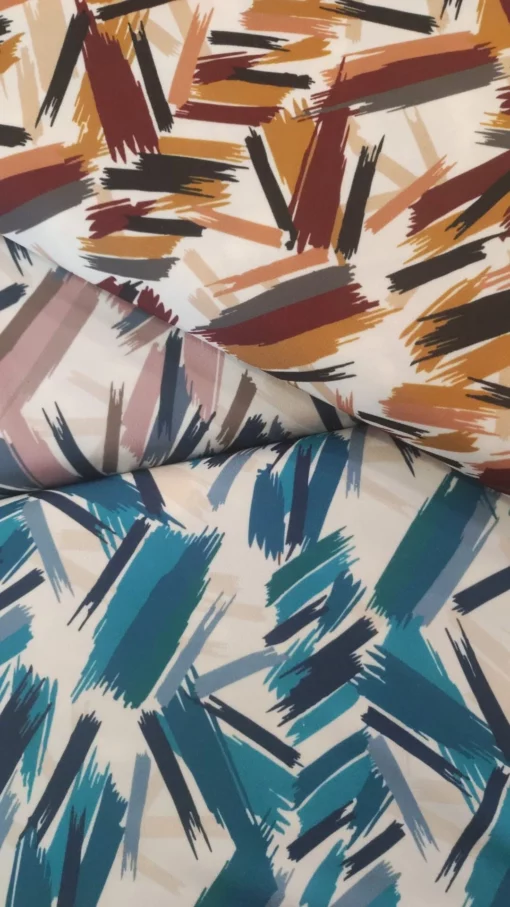 Tecido Confeção | Vestuário | Malha Viscose Estampada | Abstrato - Image 3
