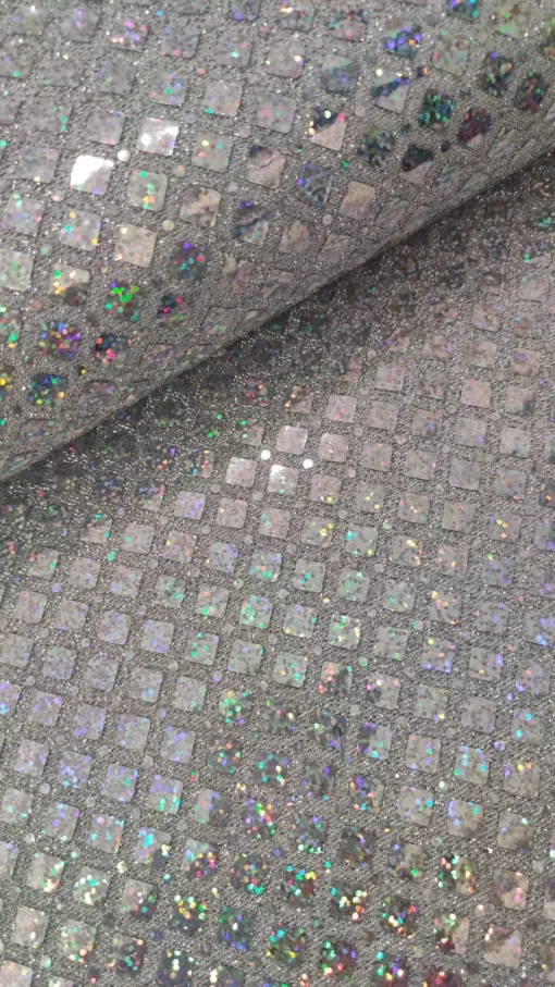 Tecido Lantejoula | Carnaval | Holográfica | Prateado – Image 3
