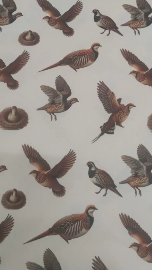 Towelling | 100% Polyester | Printed | Partridge