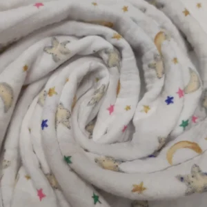 Musselinas | Algodão Orgânico | Estampado | Estrelas (Fundo Branco)