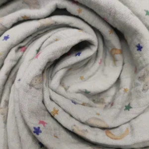 Musselinas | Algodão Orgânico | Estampado | Estrelas (Fundo Verde Água)