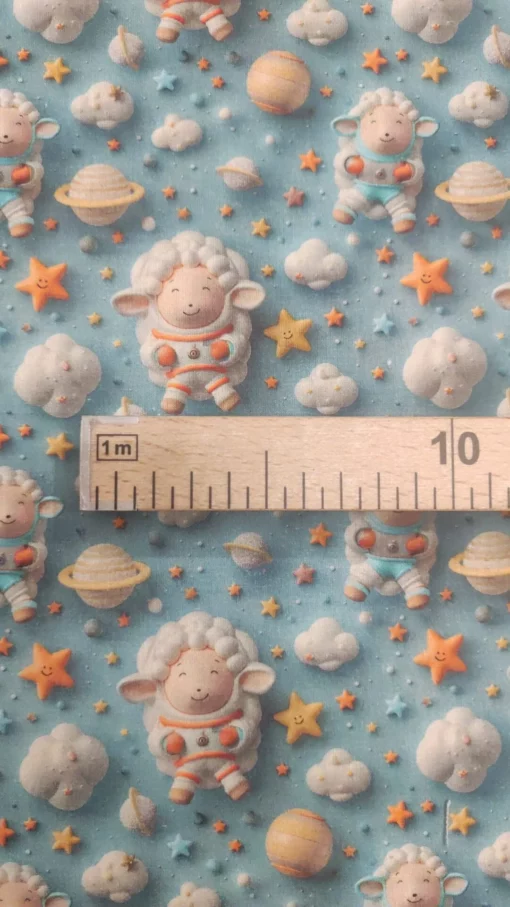 Tecido 100% Algodão | Estampa 3D | Estampado Infantil | Ovelha Astronauta – Image 3
