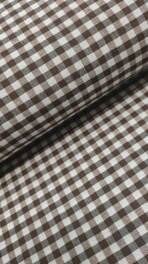Tecido 100% Algodão |  Xadrez | Castanho (Pequeno)