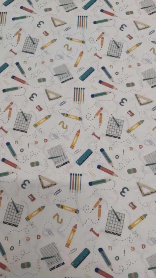 Tecido Algodão | Estampado Infantil | 100% Algodão Orgânico | Coleção Aula