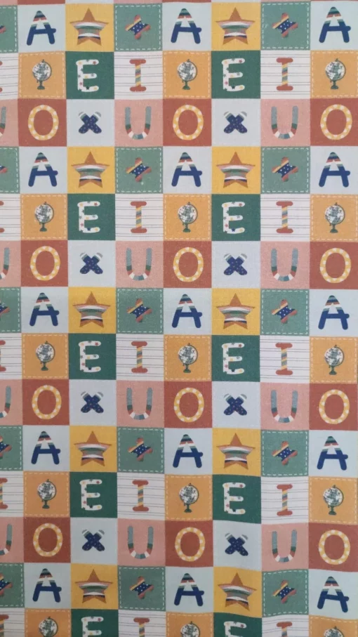 Tecido Algodão | Estampado Infantil | 100% Algodão Orgânico | Coleção Aula
