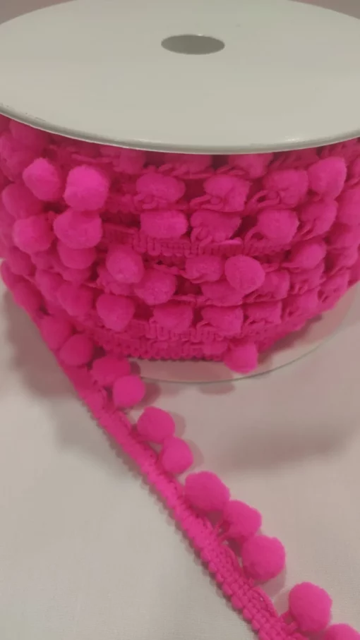 Fita Pompom | Pompom Mini | Rosa Fluorescente (FU F)