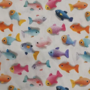 Tecido 100% Algodão | Estampa 3D | Estampado Infantil | Peixinhos
