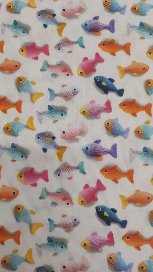 Tecido 100% Algodão | Estampa 3D | Estampado Infantil | Peixinhos