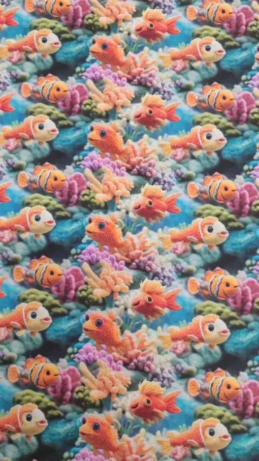 Tecido 100% Algodão | Estampa 3D | Estampado Infantil | Peixinhos