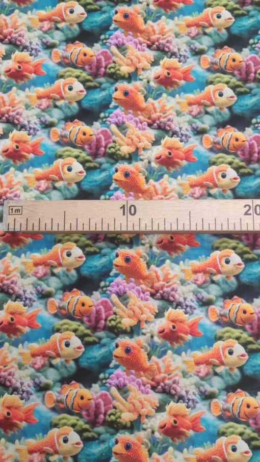 Tecido 100% Algodão | Estampa 3D | Estampado Infantil | Peixinhos - Image 3