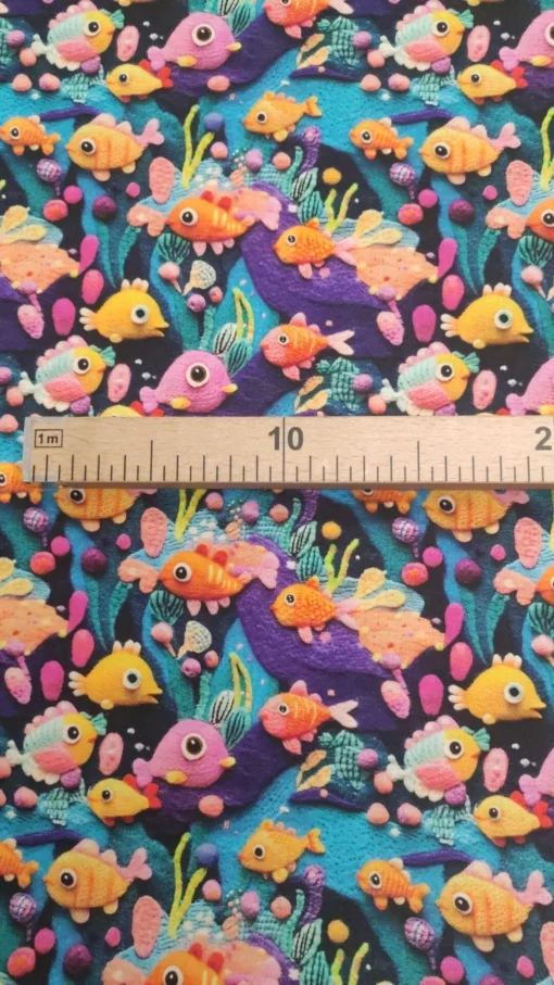 Tecido 100% Algodão | Estampa 3D | Estampado Infantil | Peixinhos – Image 2