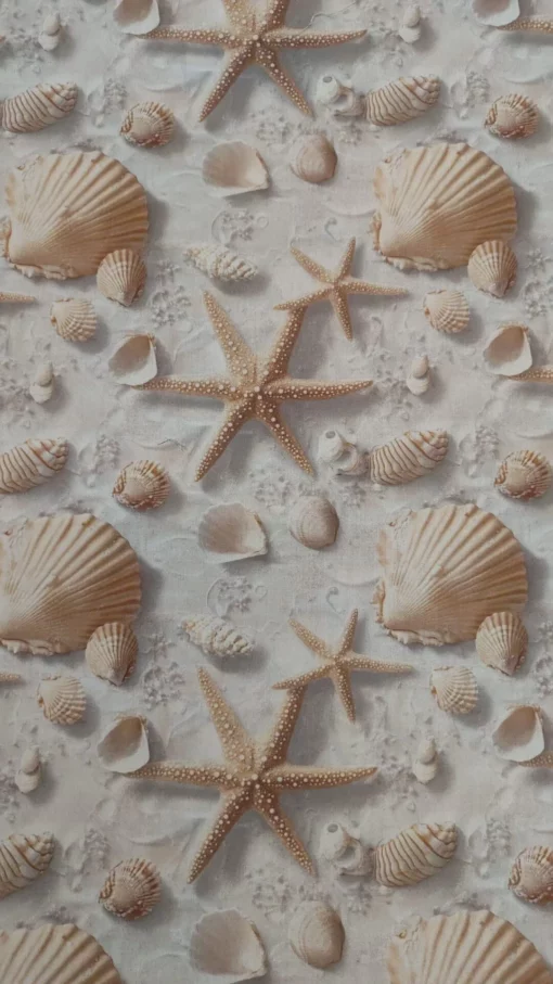 Tecido 100% Algodão | Estampa 3D | Estrelas do Mar/Conchas