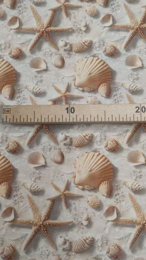 Tecido 100% Algodão | Estampa 3D | Estrelas do Mar/Conchas – Image 2