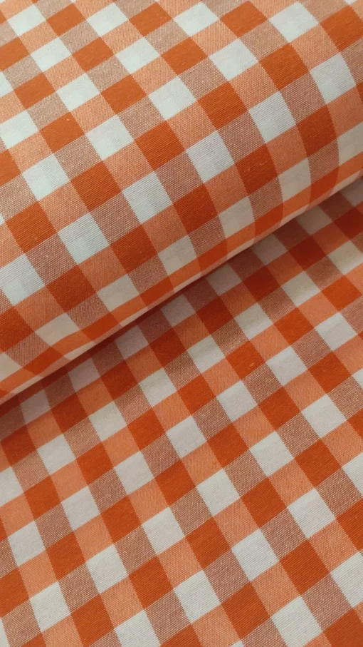 Tecido 100% Algodão | Xadrez | Laranja - Image 4