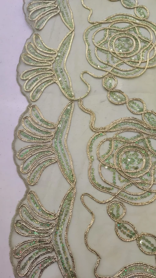Tecido Confeção | Renda com Lantejoula | Verde Alface - Imagen 4