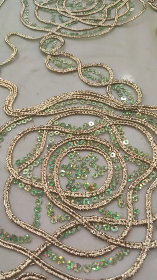 Tecido Confeção | Renda com Lantejoula | Verde Alface - Imagen 3
