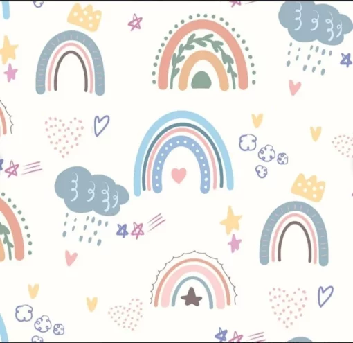 Tecido Aqua Protect | Impermeável | Estampado Infantil | Arco-íris Boho