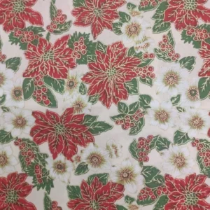 Tecido 100% Algodão | Estampado | Natal | Flor de Natal (Fundo Branco)