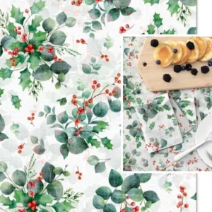Tecido 100% Algodão | Estampado | Natal | Azevinho