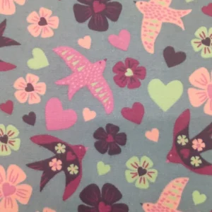 Tecido Flanela | 100% Algodão | Estampado Poppy | Lovely Birds