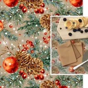 Tecido Loneta  | Estampado | Natal | Maçãs