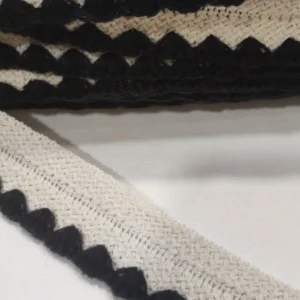 Fita Decorativa | Crochê | Cru/Preto