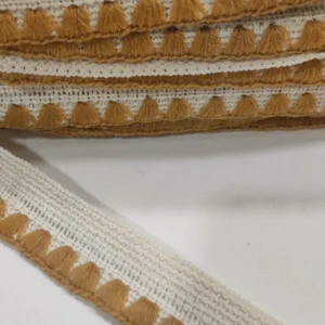 Fita Decorativa | Crochê | Cru/Mostarda