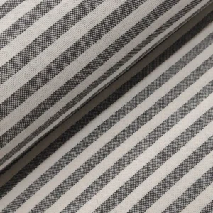 Tecido Decoração | Linho Alentejano | Estampado | Risca Fina | Preto/Cru (C46)