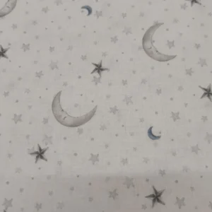 Tecido 100% Algodão | Estampado Infantil | Luas/Estrelas Azul