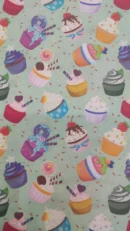 Tecido 100% Algodão | Estampado | Pastelaria | Cupcake | Fundo Verde Água