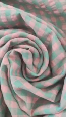 Tecido Crepe | Seersucker | Vichy | 7MM | Menta+Rosa