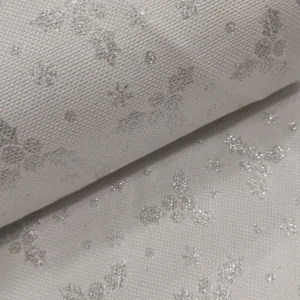 Tecido Loneta  | Panamá | Natal | Lurex Prateado | Azevinho
